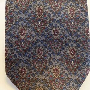 The Colswold Collection By J.S. Blank 100% Silk Paisley Necktie W/Blue Red &Gold